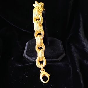 Bronzo Italia 18ct Gold Over Bronze 8" Triple Rolo Link Bracelet